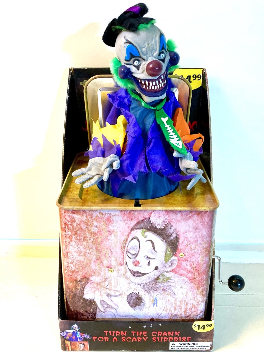 Atico Halloween Jack In The Box Creepy Clown Lights Sounds Scary Animated EUC